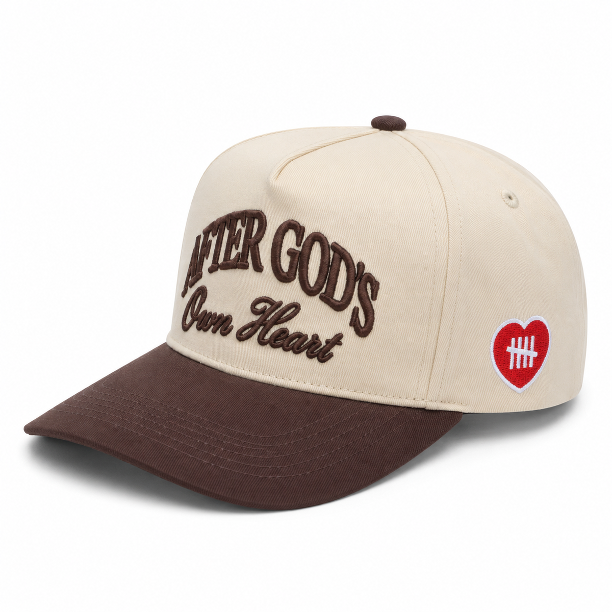 After God's Own Heart Snapback Hat - Cream/Hickory Brown
