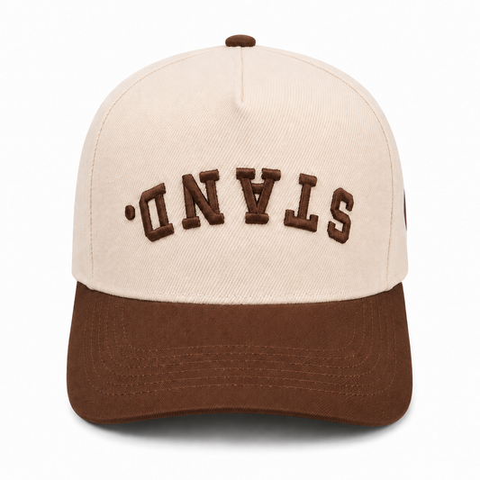 STAND. Snapback Hat - Cream/Hickory Brown (PRE-ORDER)